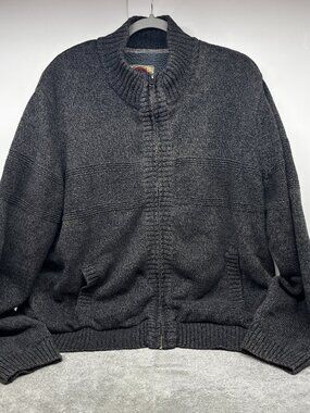 Boston Traders Men's XXL Sherpa-Lined Knit Full Zip Sweater Jacket - Gray
